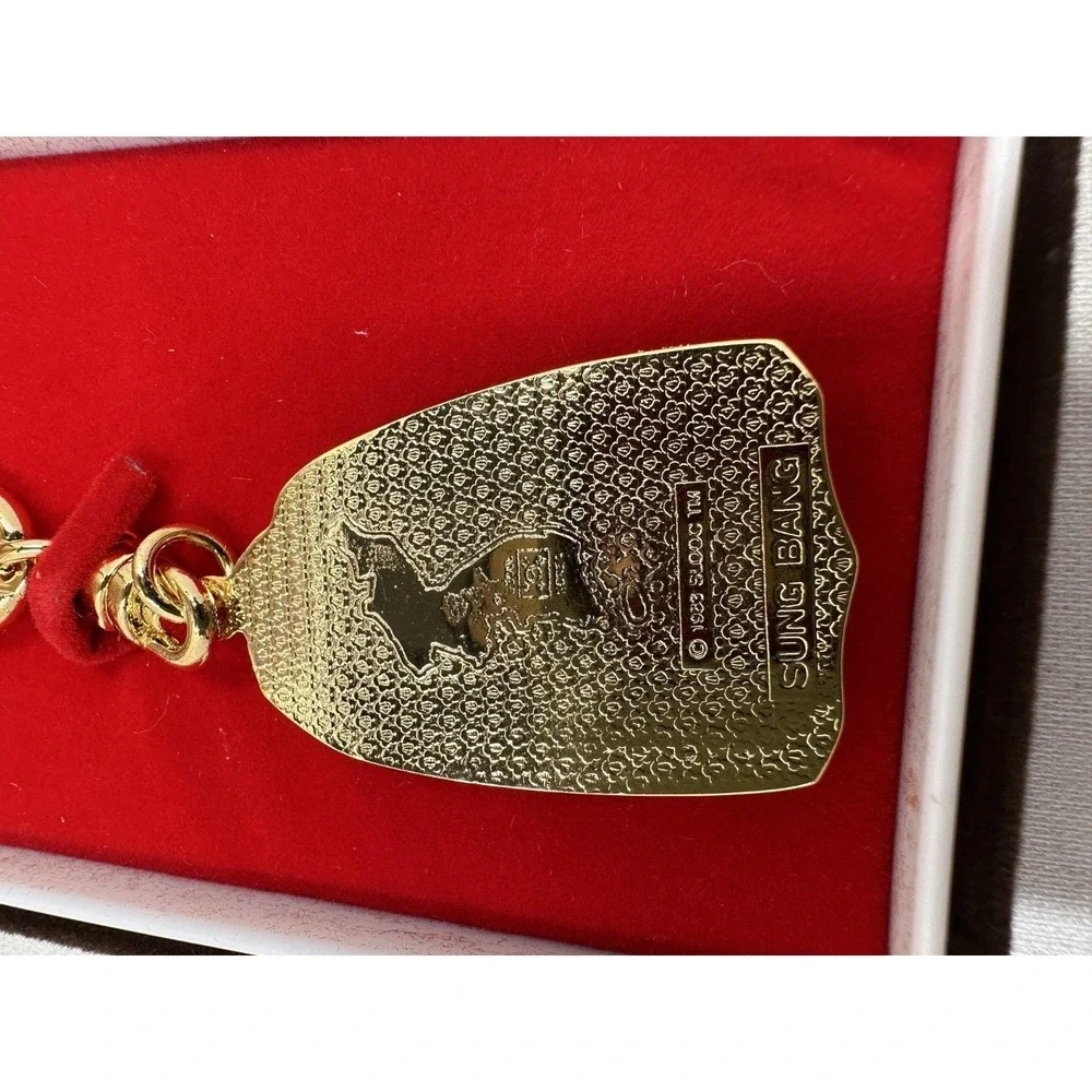 Official Seoul 1988 Olympic Games Gold Tone Keychain w/ Box SLOOC Licensed Korea